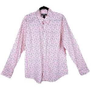 Lands' End Pink Arrow Print Long Sleeve Button Down Shirt - Mens L‎ 16-16.5 fit